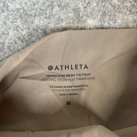 Athleta Leggings Womens Small Transcend Mesh 7/8 Tight High Rise Tan Athleisure - Picture 5 of 7
